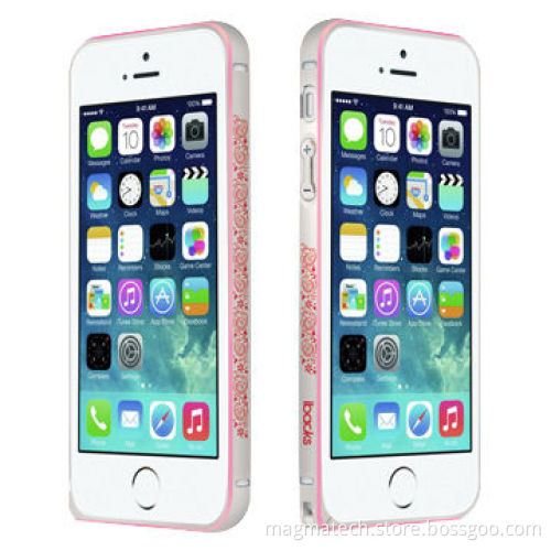 Arc-shaped Bodhi Bumper for iPhone 5S/5, Arc-shaped Design+Unique Cameo+Pink Edge on Both Sides